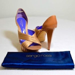 Nude/Lilac Crisscross Silk Patent Leather Platform